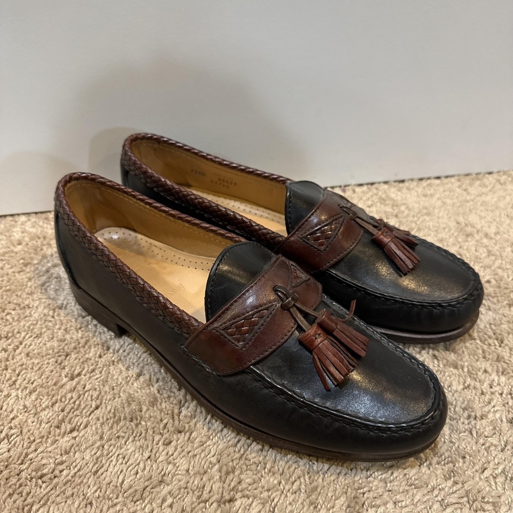 Allen Edmonds Loafers Mens Size 10.5 D Black Brown Maxfield Tassel Leather - Picture 3 of 11